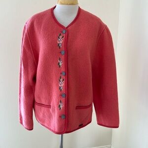 Giesswein SZ 14, embroidered boiled wool sweater jacket/ cardigan.